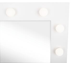 KONDELA Toaletný stolík s LED osvetlením, biela, LEDIO