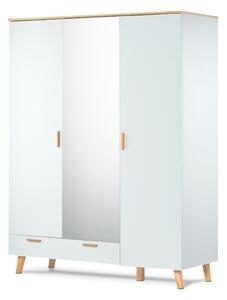 KONSIMO Šatníková skriňa so zrkadlom FRISK biela 150 x 195 x 58