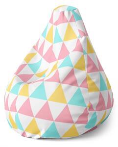 Sablio Sedací vak Pear Trojfarebné Trojuholníky - 70 x 95 x 15 cm