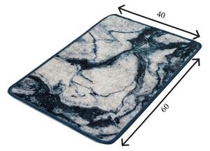 Modro-biela kúpeľňová predložka s motívom mramoru Foutastic Marble, 60 x 40 cm