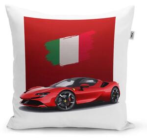 Sablio Vankúš Ferrari Talianska vlajka na červenom bloku - 40x40 cm