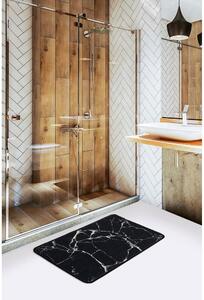 Čierno-biela kúpeľňová predložka s motívom mramoru Foutastic Marble, 60 x 40 cm