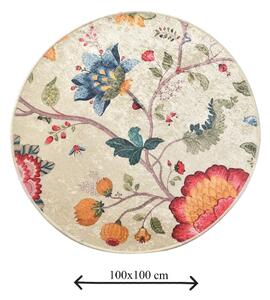 Kvetinovej kúpeľňovej predložky Foutastic Circle Vintage, ø 100 cm