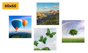 Set obrazov prelet balónom nad krajinou