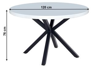 KONDELA Jedálenský stôl, biela matná/čierna, priemer 120 cm, MEDOR