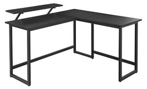 VASAGLE Rohový písací stôl s policou čierny 140 x 76 x 130 cm