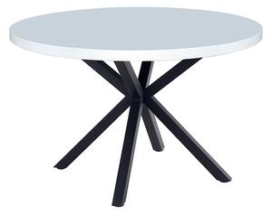 Jedálenský stôl, biela matná/čierna, priemer 120 cm, MEDOR