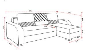 Rohová sedačka s rozkladom a úložným priestorom Asti L/P - sivá / čierna