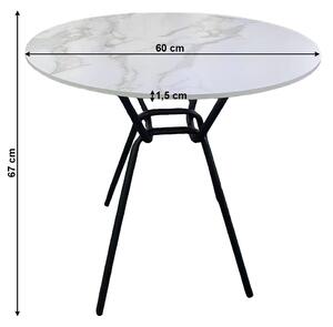 Jedálenský stôl, biela/čierna, 60 cm, TEON