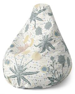 Sablio Sedací vak Pear Sivé kvetiny - 70 x 95 x 15 cm