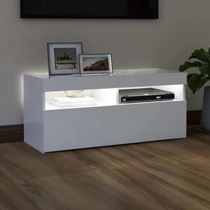 TV skrinka s LED svetlami biela 90x35x40 cm