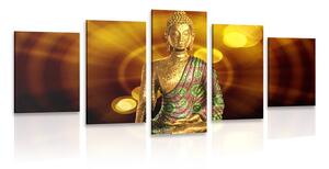 5-dielny obraz socha Budhu s abstraktným pozadím Varianta: 100x50