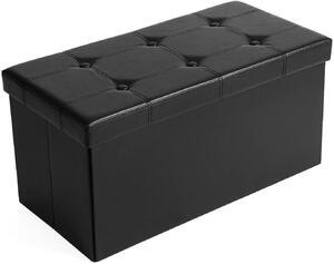 SONGMICS Čalúnený úložný box na pohovku čierny 76 x 38 x 38 cm