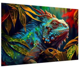 Obraz - Farebný leguán (90x60 cm)