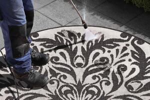 NORTHRUGS - Hanse Home koberce Kusový koberec Twin Supreme 103417 Madrid black creme – na von aj na doma - 140x140 (priemer) kruh cm