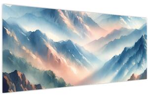 Obraz - Akvarelové hory (120x50 cm)