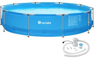 Tectake 402896 okrúhly bazén s oceľovým rámom a filtračným čerpadlom ø 360 x 76 cm - modrá