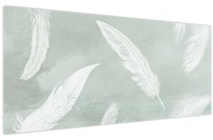 Obraz - Biele pierka (120x50 cm)