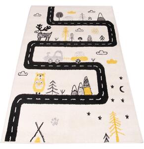 Detský koberec Kiddy H046A svetlosivý / žltý