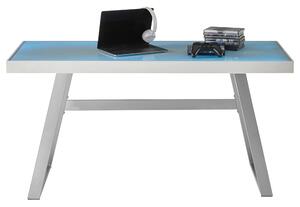 Písací stôl ALBUS 2 biela, LED RGB osvetlenie