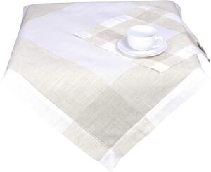 Obrus celoročný, Elegantný hnedý ornament vyšívaný, bielo béžový 40 x 90 cm
