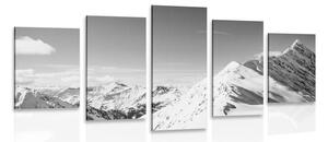 5-dielny obraz zasnežené pohorie v čiernobielom prevedení Varianta: 100x50
