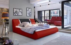 Čalúnená manželská posteľ s roštom Folino 140 - červená / čierna