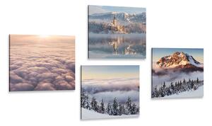 Set obrazov zimná príroda s oblakmi Varianta: 4x 40x40