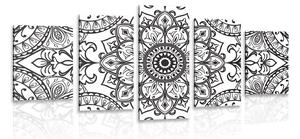 5-dielny obraz čiernobiely ornament