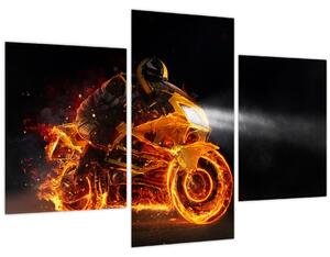 Obraz - Motorkár s plameňmi (90x60 cm)