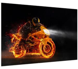 Obraz - Motorkár s plameňmi (90x60 cm)