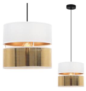 Závesné svietidlo Asti2, 1x PVC/biele textilné tienidlo, (fi 20cm), g, b