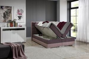 Čalúnená manželská posteľ s úložným priestorom Dalino 140 - svetlosivá / čierna