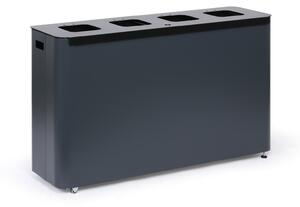 Odpadkový kôš na triedený odpad, 4 x 60 l, lakovaný sivý