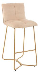 Barová stolička béžová zlatá textilná 2ks set CHAMPAGNE