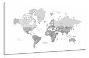 Obraz čiernobiela mapa sveta vo vintage vzhľade Varianta: 90x60