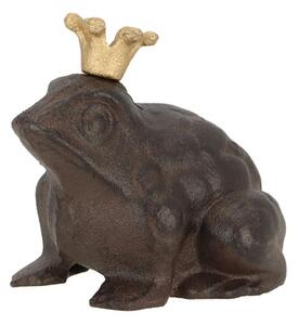 Záhradná liatinová figúrka Prince Frog, 11,5x13 cm, hnedá