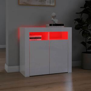 Komoda s LED svetlami lesklá biela 80x35x75 cm