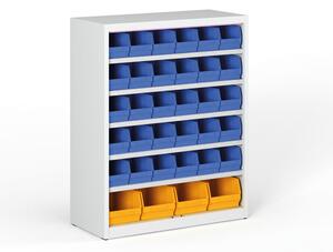 Regál s plastovými boxami BASIC so zadnou stenou - 1150 x 400 x 920 mm, 30x B, 4x C