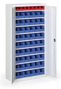 Skriňa s plastovými boxami BASIC - 1800 x 400 x 920 mm, 8xA/54xB, sivá/sivé dvere