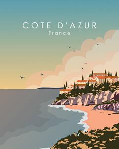 Ilustrácia Cote Dazur France travel poster, Kristina Bilous