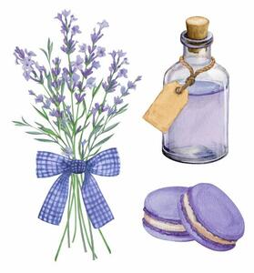 Ilustrácia A bouquet of lavender with a, Yurii Sidelnykov, (40 x 40 cm)