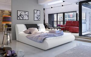 Čalúnená manželská posteľ s roštom Folino 180 - biela / čierna