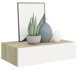 Zásuvkové police nástenné 2 ks dubové a biele 40x23,5x10 cm MDF