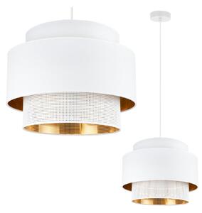 Závesné svietidlo Asti, 1x PVC/biele textilné tienidlo, (fi 40cm), g/c, w