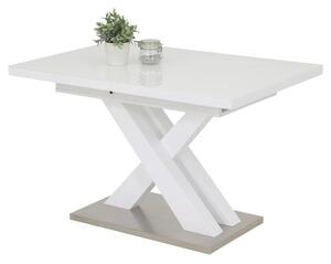 Jedálenský stôl VILERA T biela vysoký lesk/strieborná