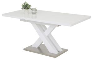 Jedálenský stôl VILERA T biela vysoký lesk/strieborná