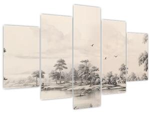 Obraz - Vintage kresba krajiny (150x105 cm)