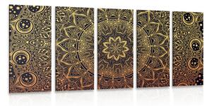 5-dielny obraz zlatá orientálna Mandala