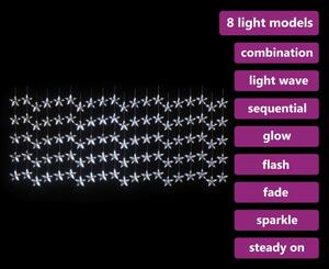 LED svetelný záves s hviezdami 500 LED studený biely 8 funkcií